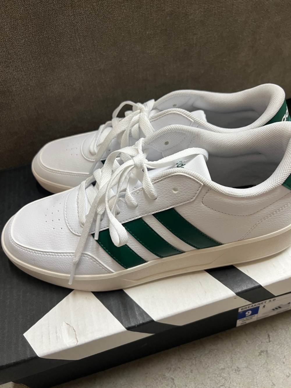 adidas White Sneakers with Green Three-Stripes - Picture 6 of 6